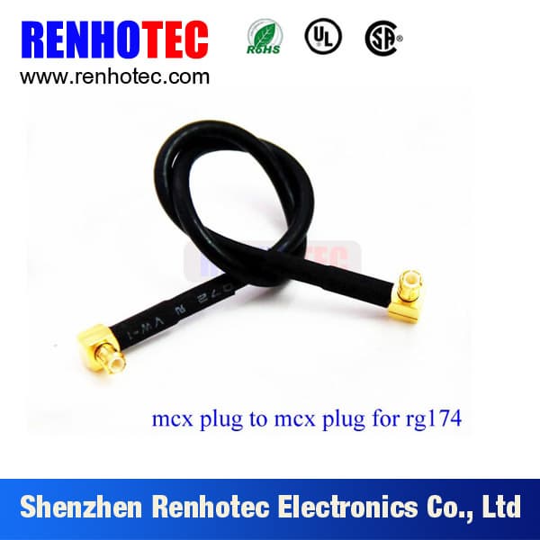 Two MCX Male Connectors for RG174 Custom RF Cable Assembly
